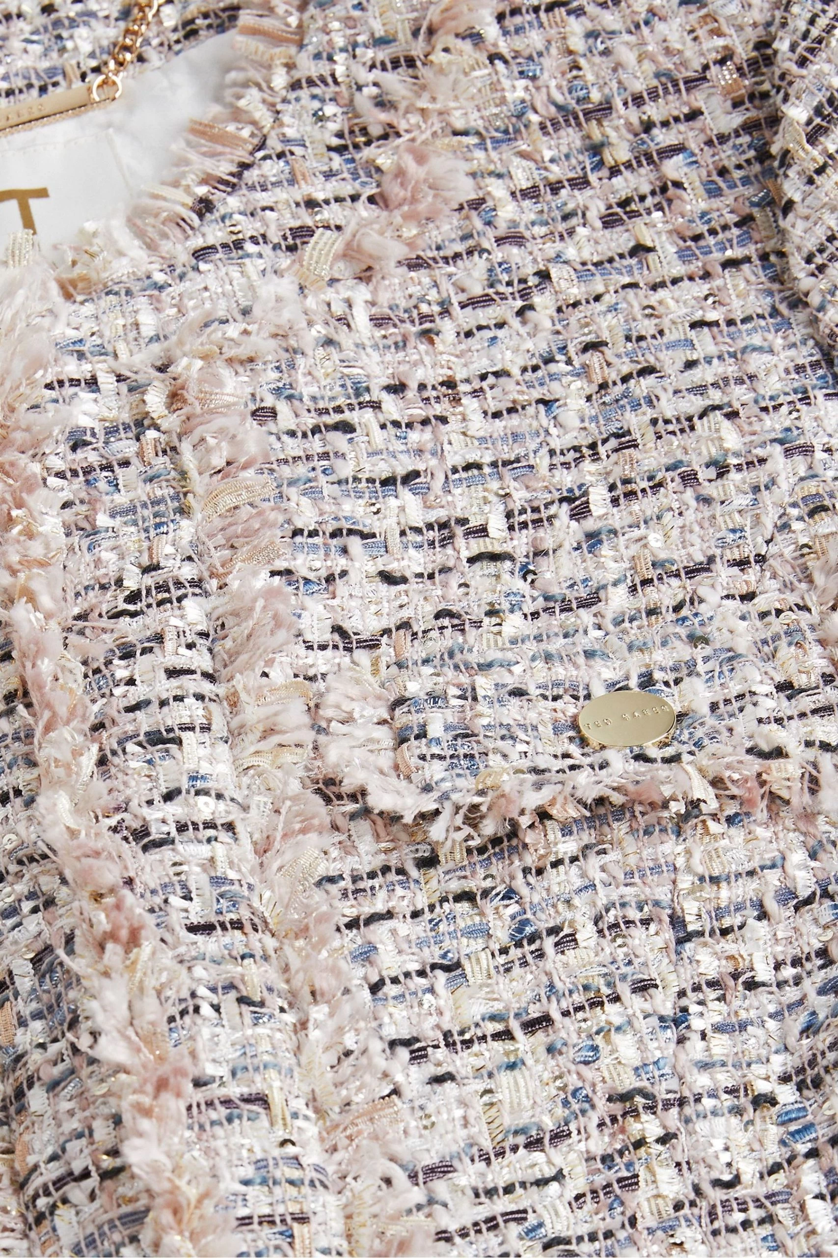 Ted Baker Pink Renata Cropped Boucle Jacket With Fray Detail 9 Ted Baker Pink Renata Cropped Boucle Jacket With Fray Detail - Image 7