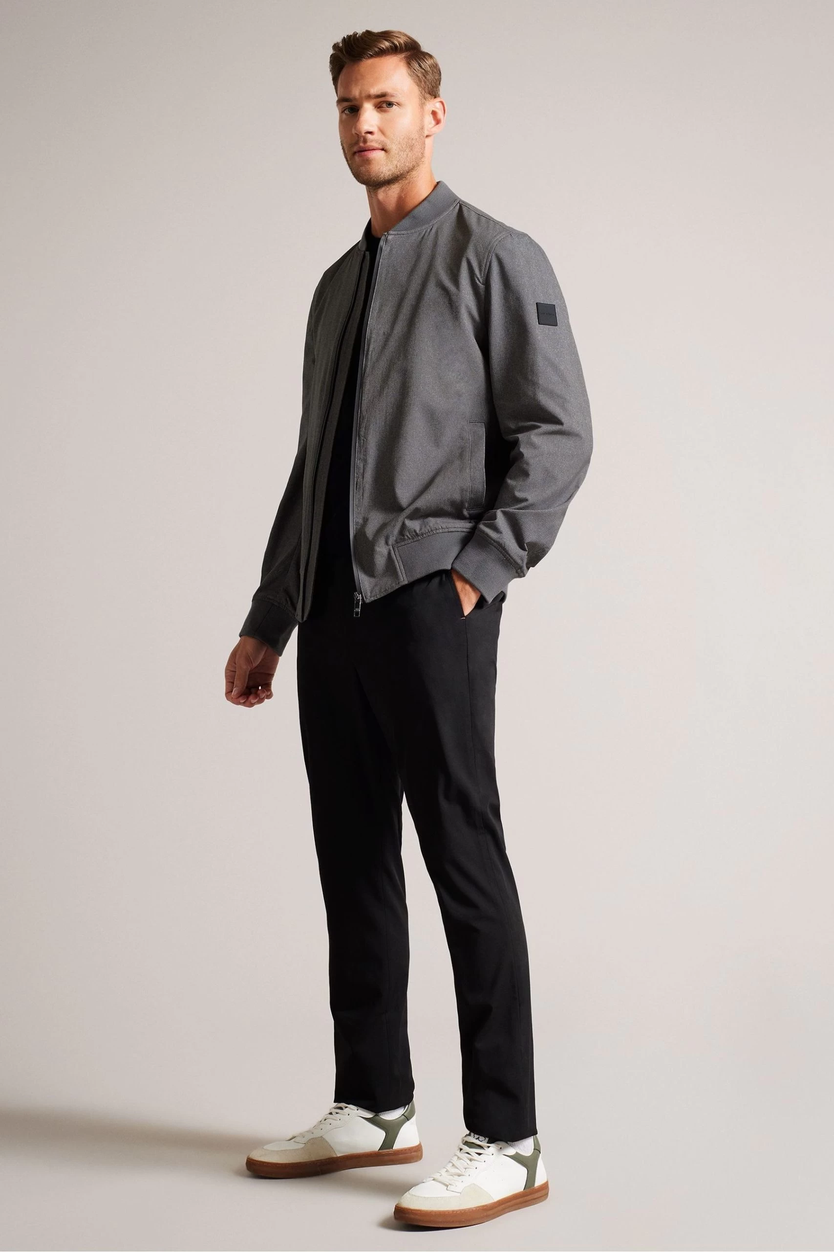 Ted Baker Grey Elmhurst Technical Stretch Bomber Jacket 5 Ted Baker Grey Elmhurst Technical Stretch Bomber Jacket - Image 3