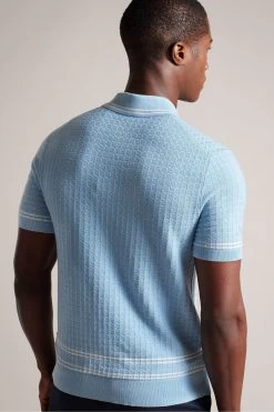 Ted Baker Blue Maytain Blue Short Sleeve Regular Textured Polo Shirt 9 Ted Baker Blue Maytain Blue Short Sleeve Regular Textured Polo Shirt -Ted Baker Shop D14276s2