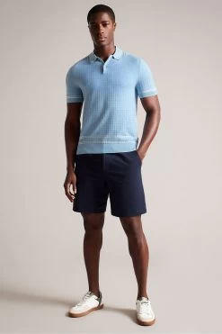 Ted Baker Blue Maytain Blue Short Sleeve Regular Textured Polo Shirt 10 Ted Baker Blue Maytain Blue Short Sleeve Regular Textured Polo Shirt -Ted Baker Shop D14276s3