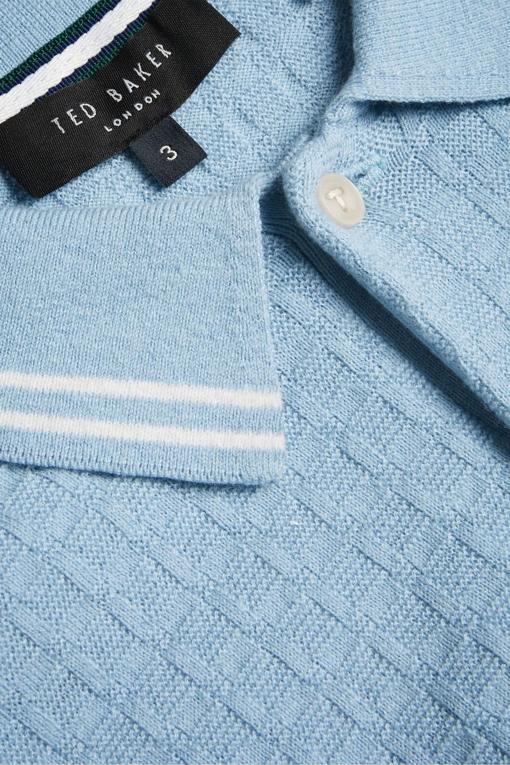 Ted Baker Blue Maytain Blue Short Sleeve Regular Textured Polo Shirt 7 Ted Baker Blue Maytain Blue Short Sleeve Regular Textured Polo Shirt - Image 5