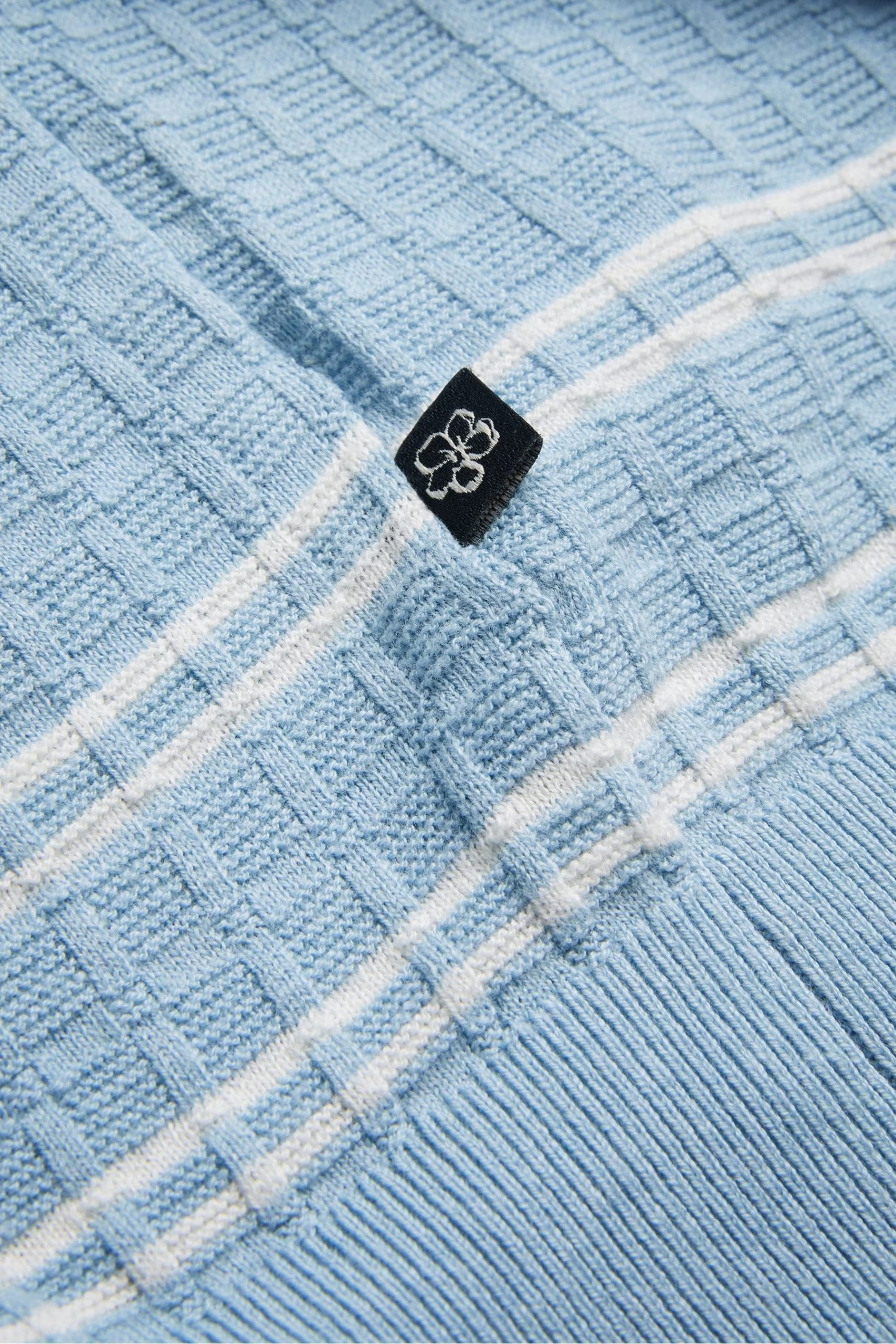 Ted Baker Blue Maytain Blue Short Sleeve Regular Textured Polo Shirt 8 Ted Baker Blue Maytain Blue Short Sleeve Regular Textured Polo Shirt - Image 6