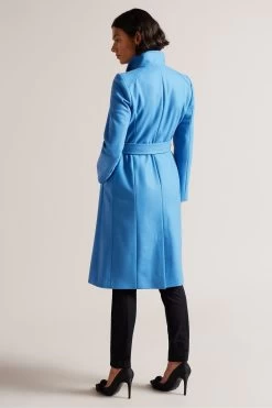 Ted Baker Blue Mid Length Wool Wrap Coat 9 Ted Baker Blue Mid Length Wool Wrap Coat -Ted Baker Shop D17451s3