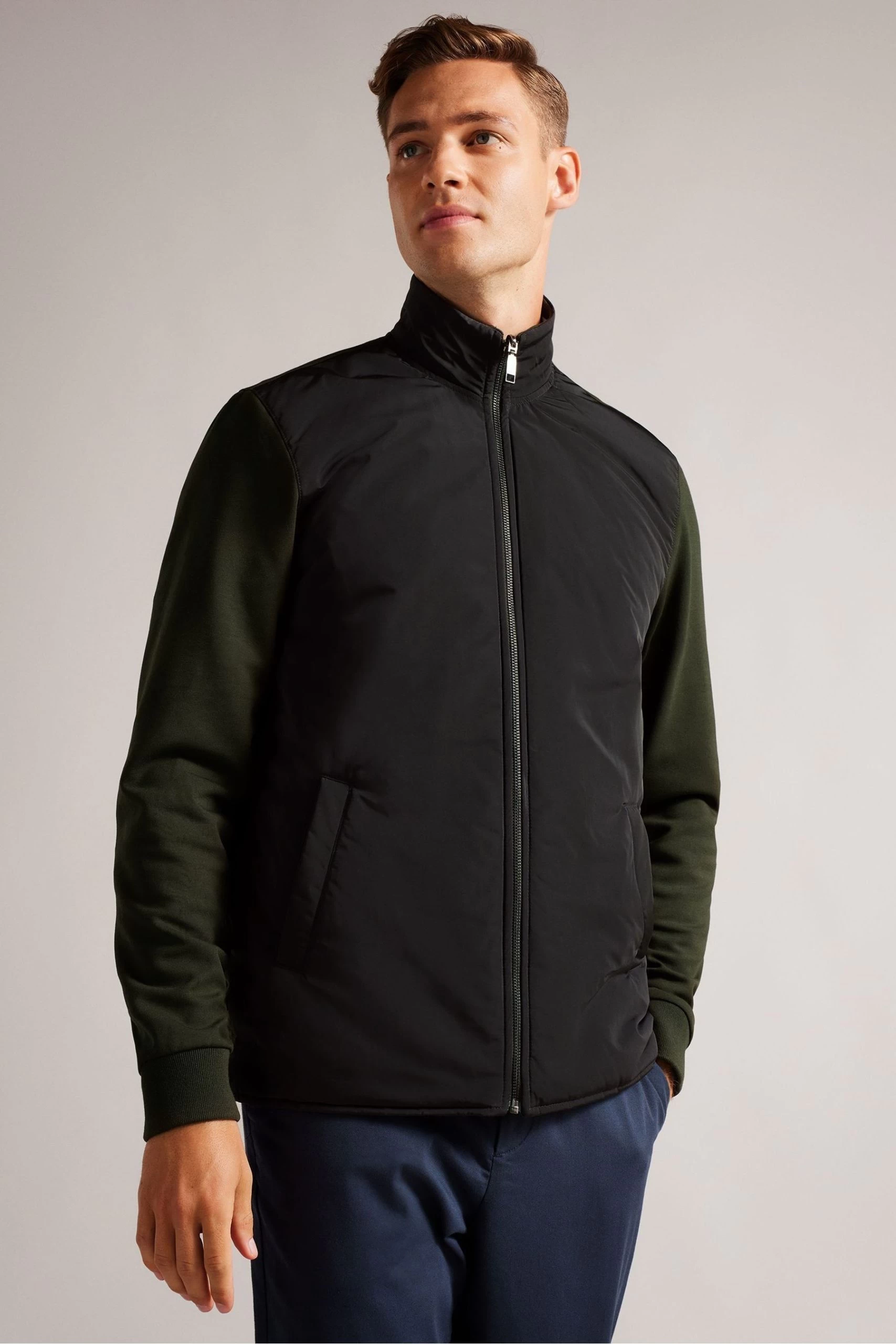 Ted Baker Green Hemis Long Sleeved Reversible Nylon Zip Through Jacket