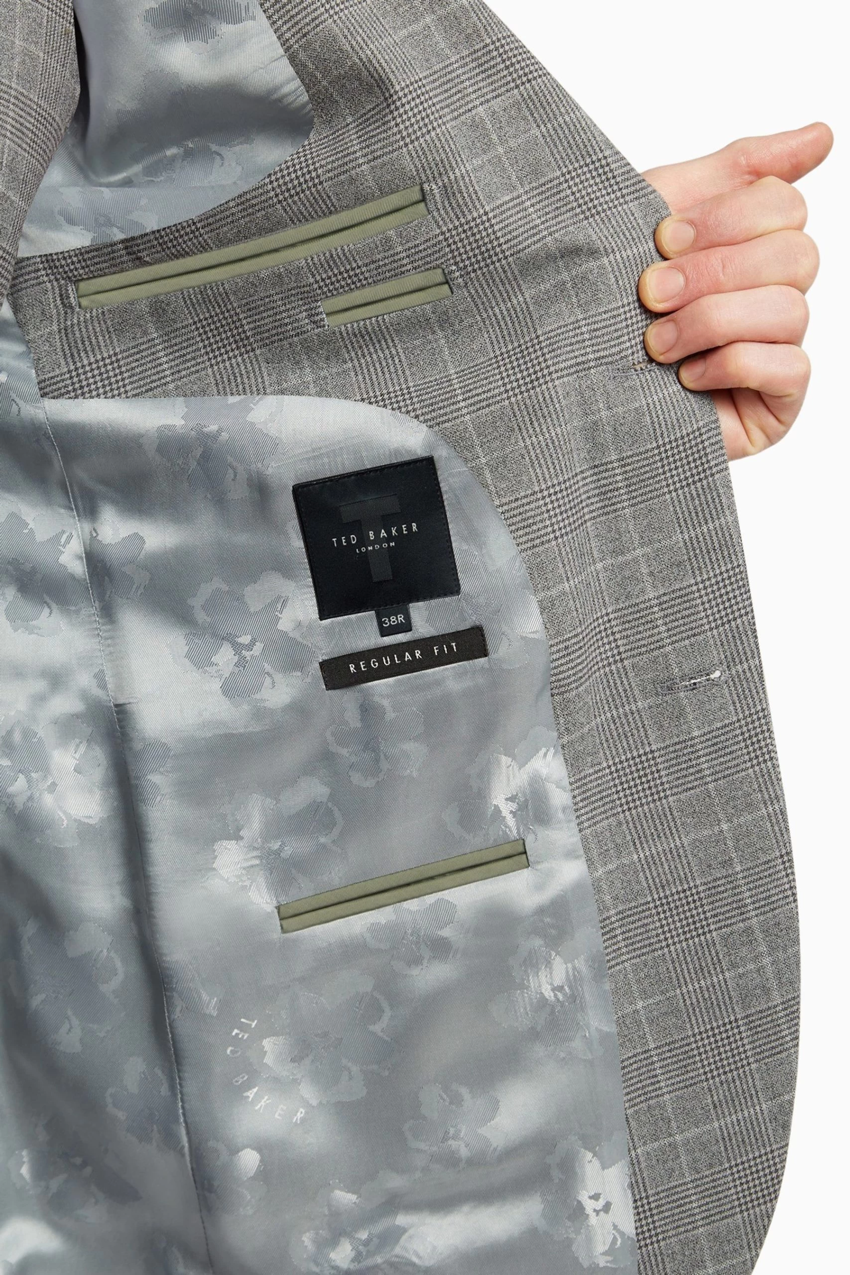 Ted Baker Grey Brushed Price Of Wales Check Regular Fit - Suit: Jacket 8 Ted Baker Grey Brushed Price Of Wales Check Regular Fit - Suit: Jacket - Image 6