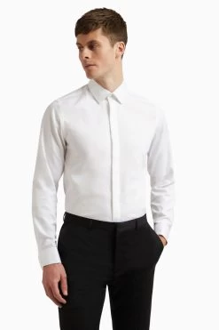 Ted Baker White Stretch Double Cuff Slim Shirt