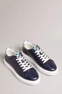 Ted Baker Blue Breyonn Check Leather Inflated Sole Sneakers -Ted Baker Shop D25850s2