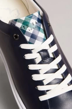 Ted Baker Blue Breyonn Check Leather Inflated Sole Sneakers -Ted Baker Shop D25850s3