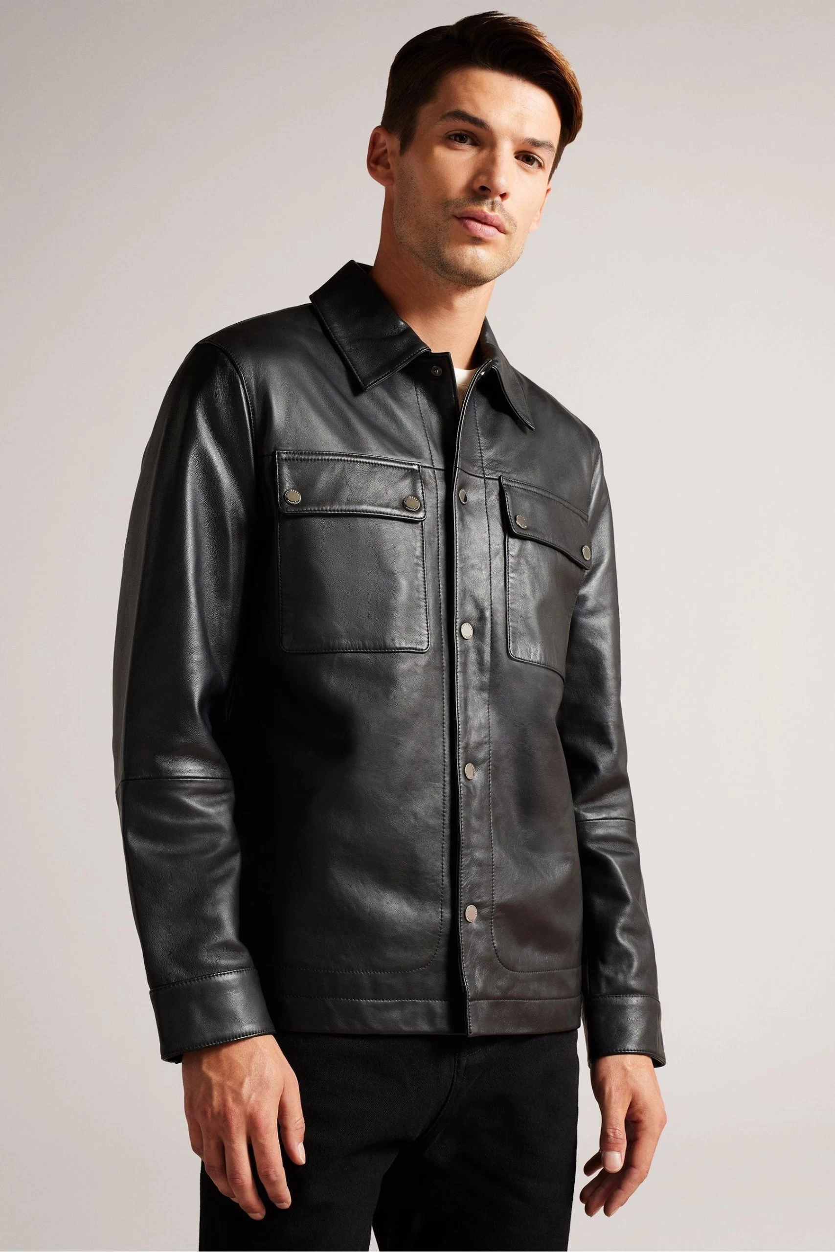 Ted Baker Garry Black Leather Shacket 3 Ted Baker Garry Black Leather Shacket