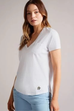 Ted Baker Lovage Easy Fit V-Neck White T-Shirt
