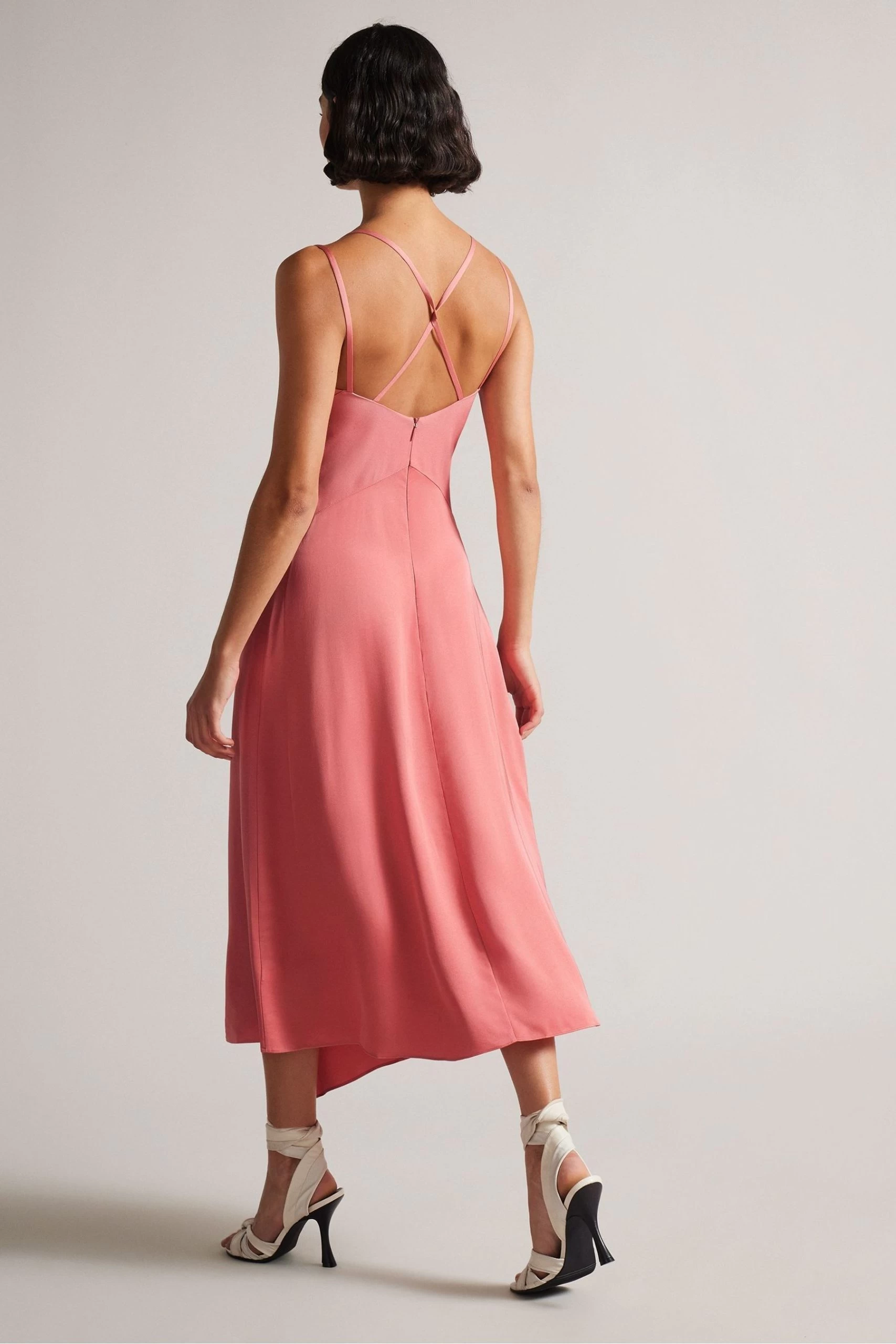 Ted Baker Dusky Pink Odinne Paneled Midi Slip Dress With Asymmetric Hem 4 Ted Baker Dusky Pink Odinne Paneled Midi Slip Dress With Asymmetric Hem - Image 2