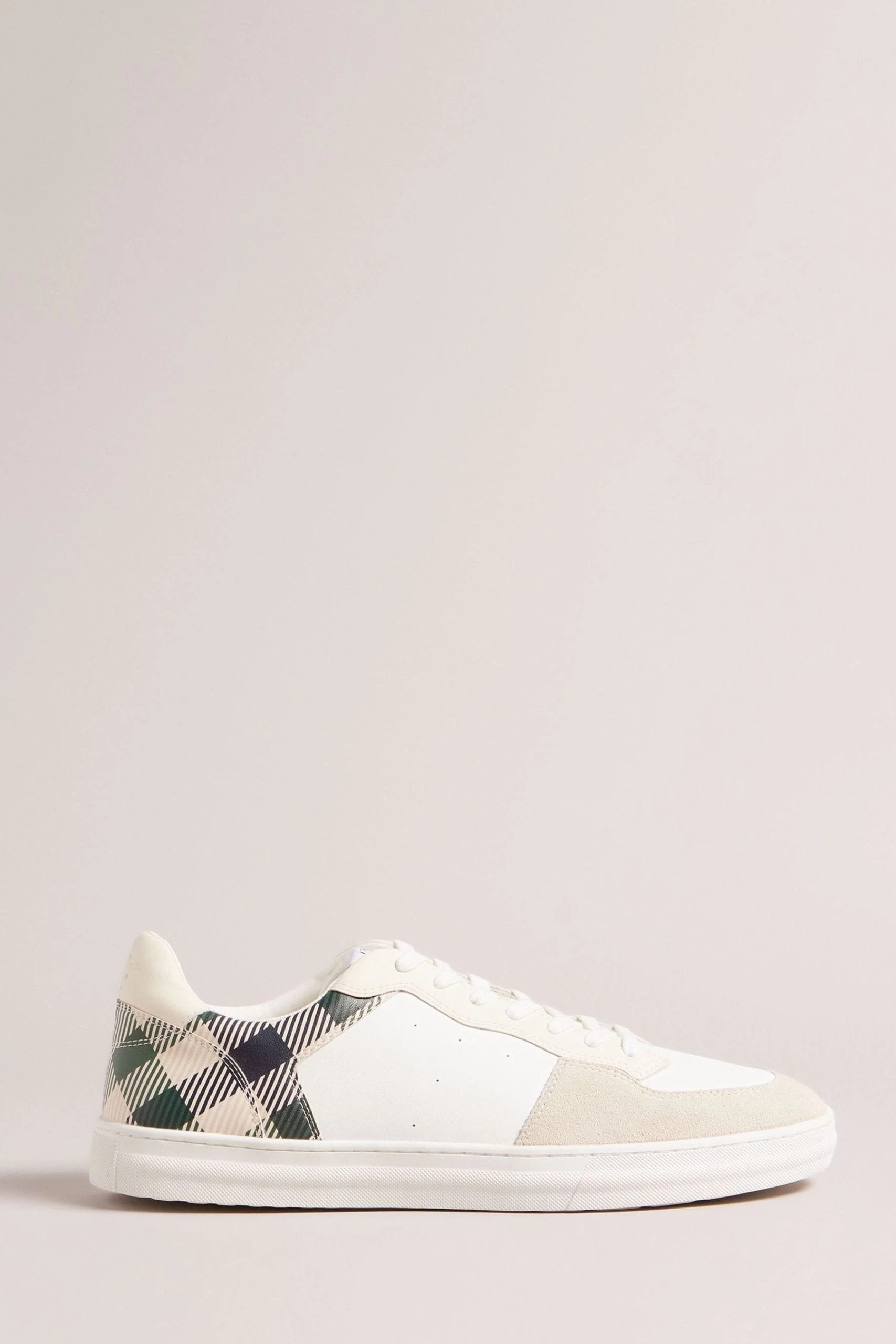 Ted Baker Barkerg Leather And Suede House Check White Sneakers 3 Ted Baker Barkerg Leather And Suede House Check White Sneakers