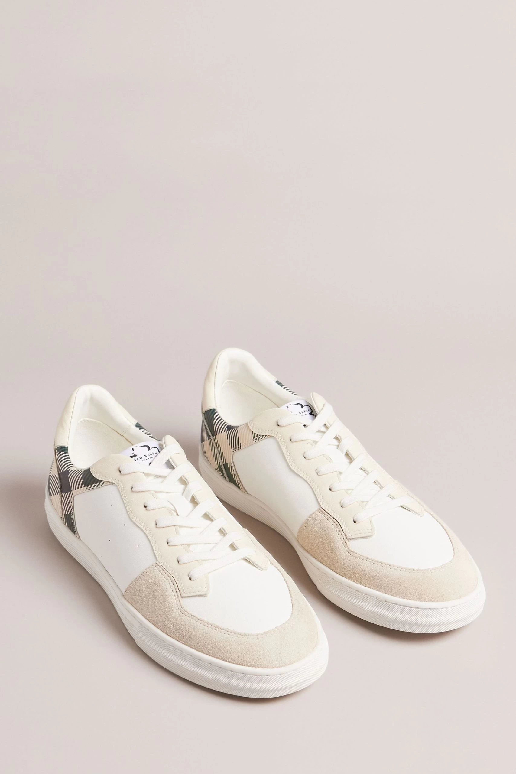 Ted Baker Barkerg Leather And Suede House Check White Sneakers 4 Ted Baker Barkerg Leather And Suede House Check White Sneakers - Image 2