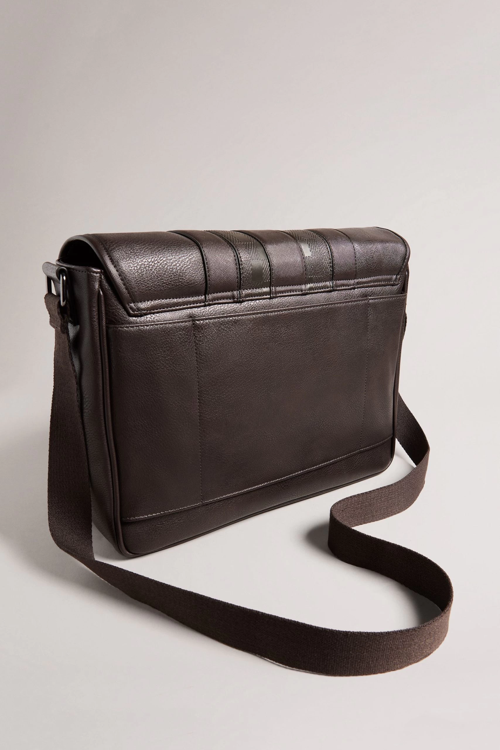 Ted Baker Wayvon House Check PU Brown Messenger Bag 4 Ted Baker Wayvon House Check PU Brown Messenger Bag - Image 2