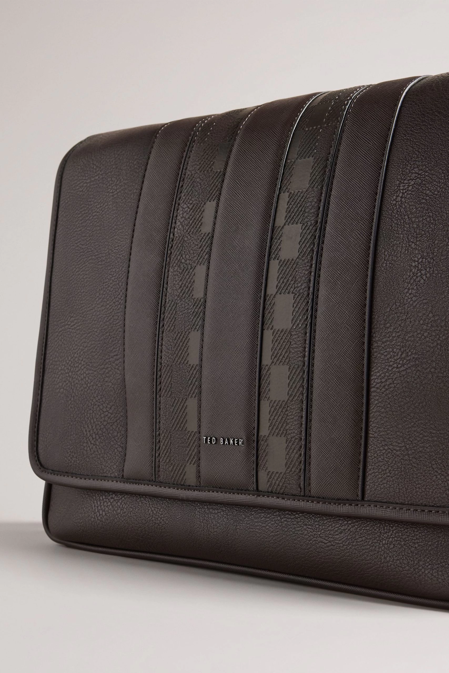 Ted Baker Wayvon House Check PU Brown Messenger Bag 5 Ted Baker Wayvon House Check PU Brown Messenger Bag - Image 3