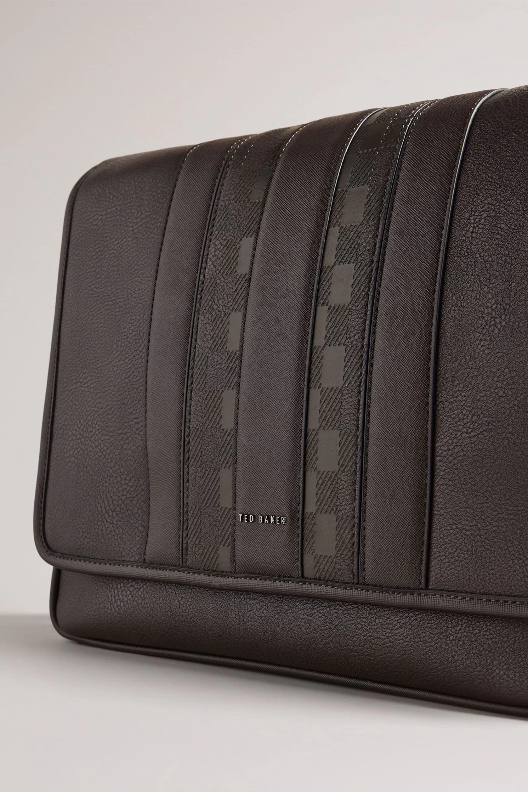 Ted Baker Wayvon House Check PU Brown Messenger Bag 6 Ted Baker Wayvon House Check PU Brown Messenger Bag - Image 4