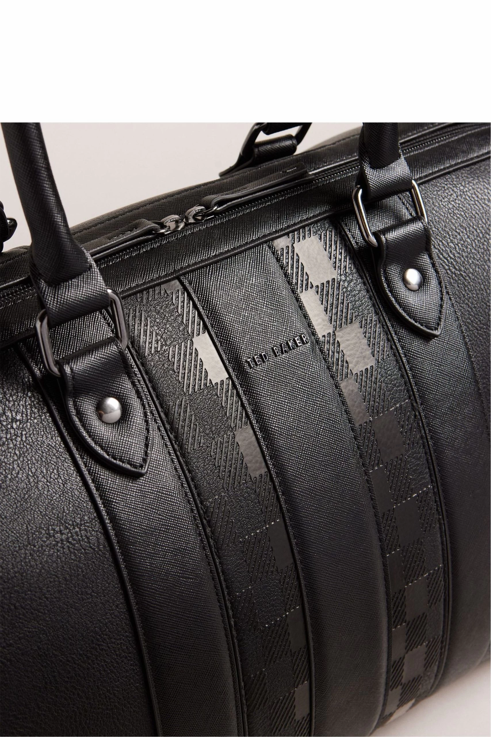 Ted Baker Waylin House Check PU Black Holdall 5 Ted Baker Waylin House Check PU Black Holdall - Image 3