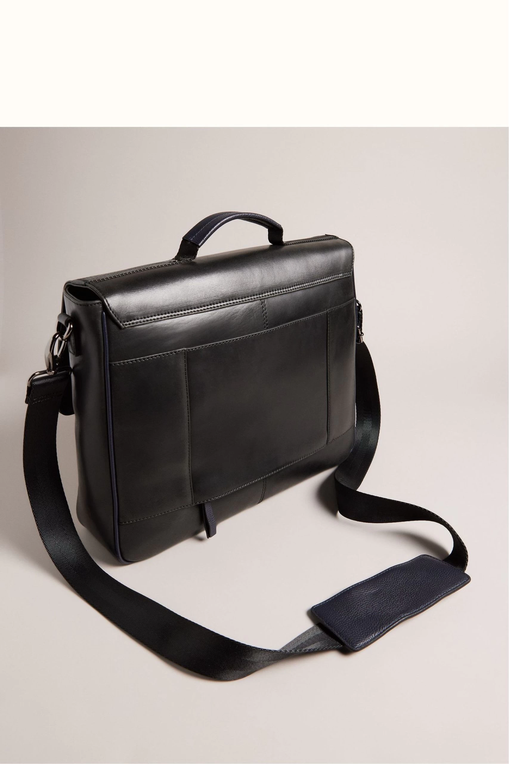 Ted Baker Raymon Black Leather Webbing Wax Leather Mix Satchel 4 Ted Baker Raymon Black Leather Webbing Wax Leather Mix Satchel - Image 2