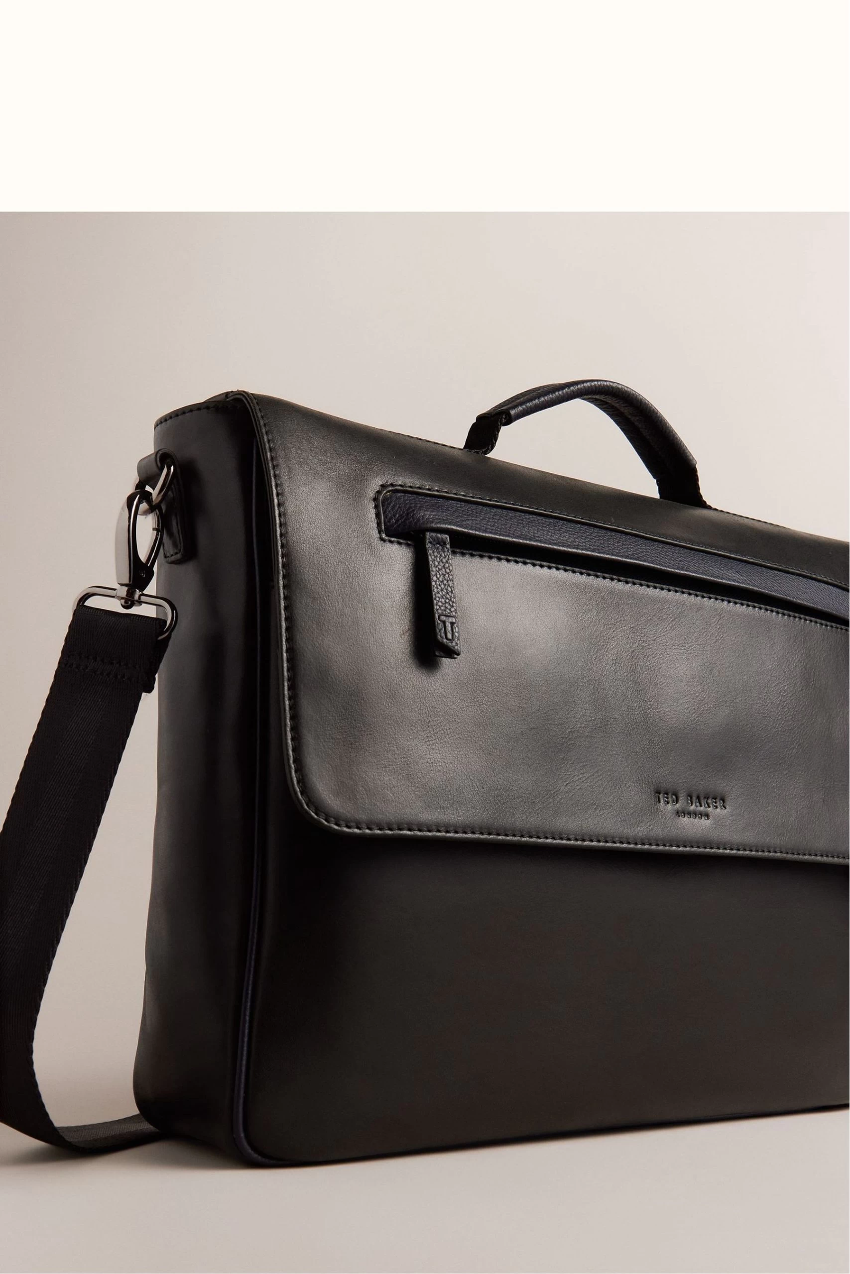 Ted Baker Raymon Black Leather Webbing Wax Leather Mix Satchel 5 Ted Baker Raymon Black Leather Webbing Wax Leather Mix Satchel - Image 3