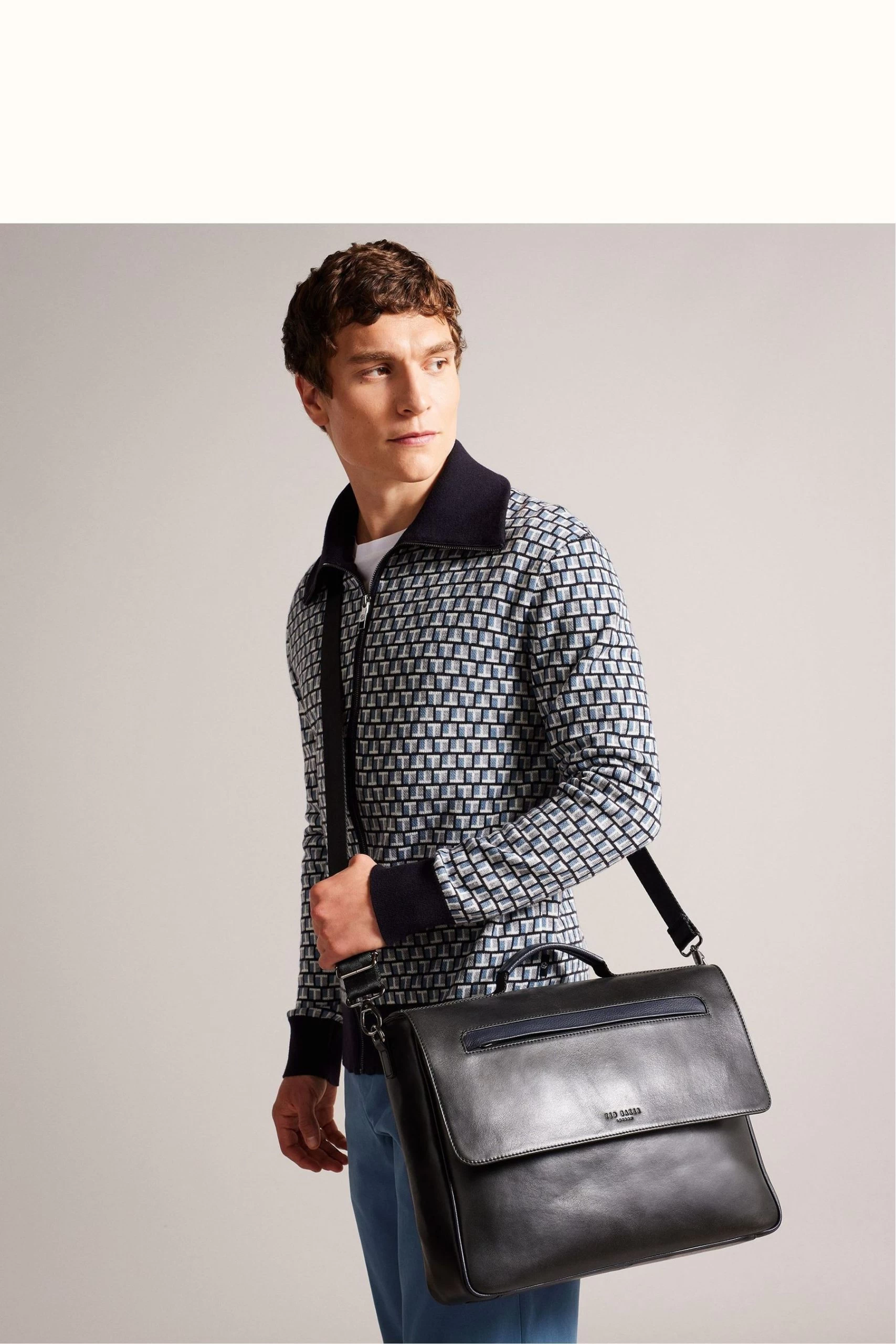 Ted Baker Raymon Black Leather Webbing Wax Leather Mix Satchel 7 Ted Baker Raymon Black Leather Webbing Wax Leather Mix Satchel - Image 5