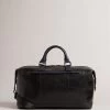Ted Baker Raygon Black Leather Webbing Wax Leather Mix Holdall -Ted Baker Shop D39982s
