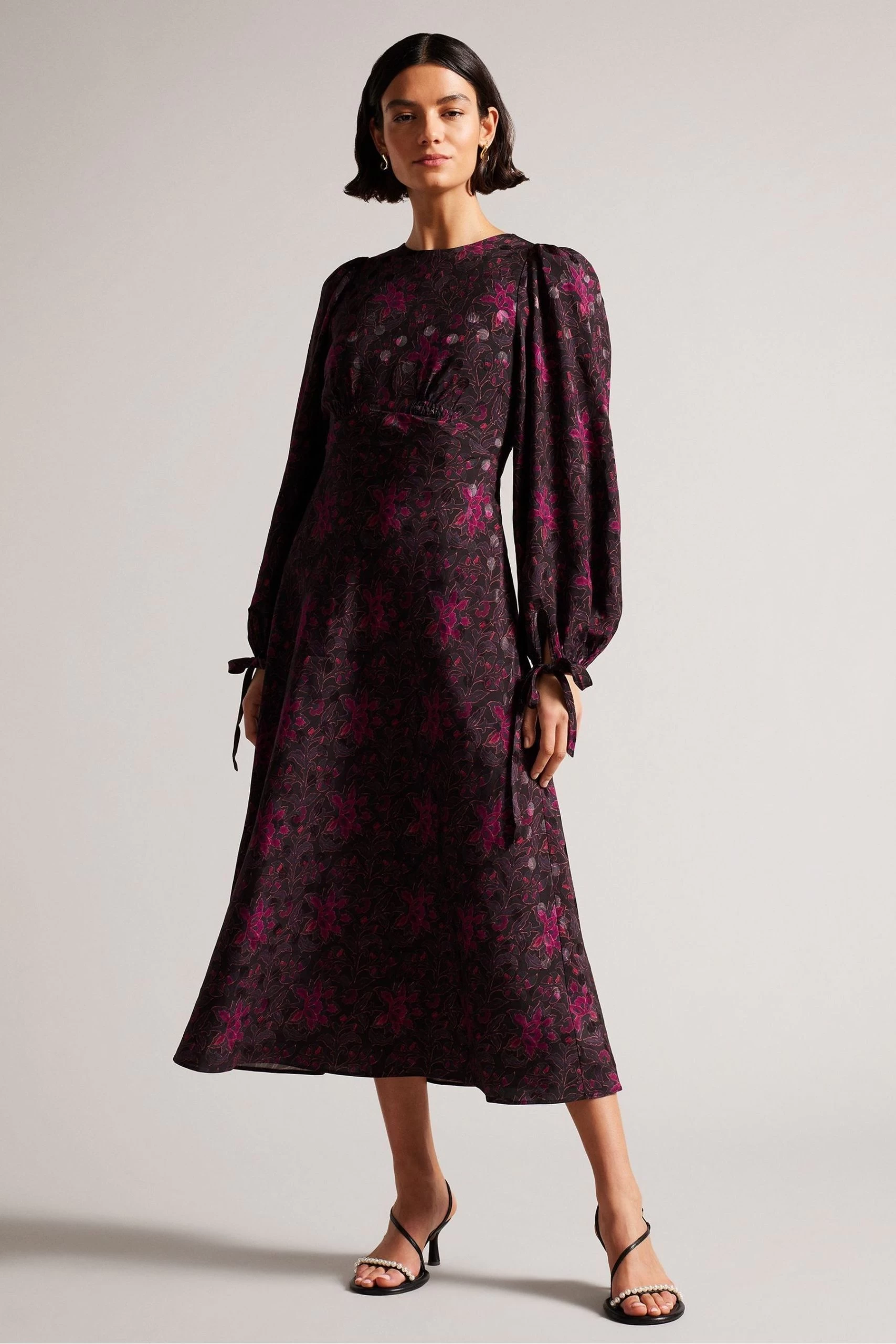 Ted Baker Merlisa Floral Printed Black Midi Dress 3 Ted Baker Merlisa Floral Printed Black Midi Dress