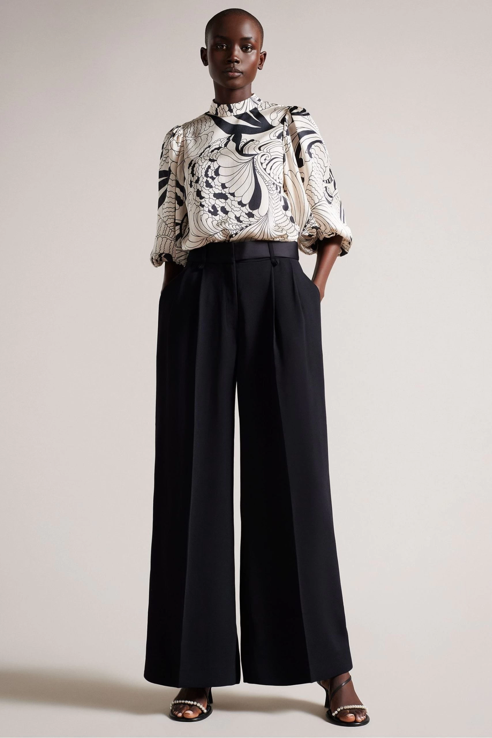 Ted Baker Jessiaa White Top With Stand Collar And Balloon Sleeve 5 Ted Baker Jessiaa White Top With Stand Collar And Balloon Sleeve - Image 3