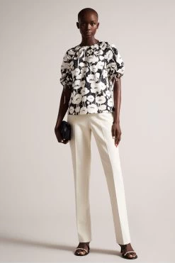 Ted Baker Luciani Black Puff Sleeve Top -Ted Baker Shop D40085s3