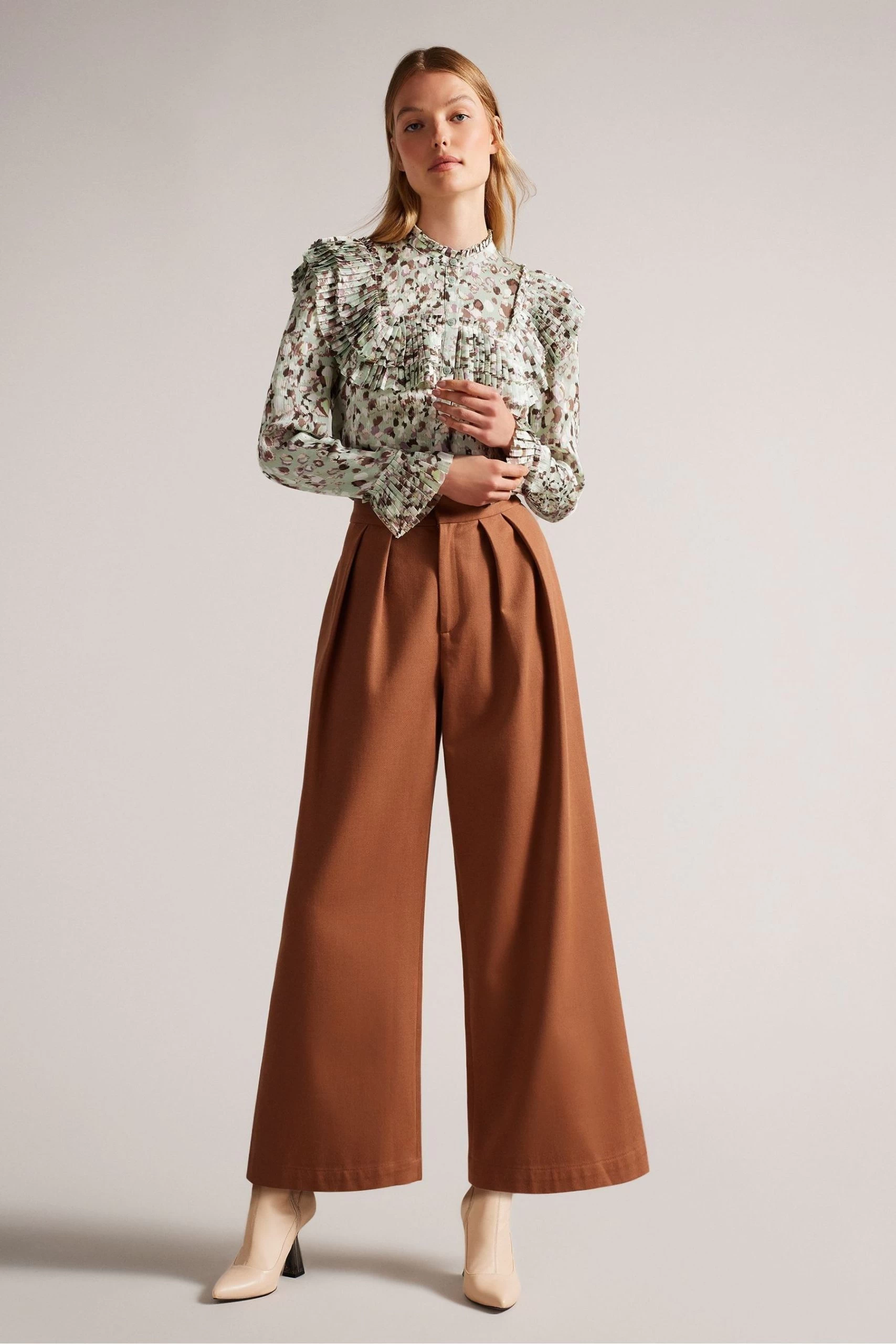 Ted Baker Green Indira Blouse With Ruffle Bib Detail 5 Ted Baker Green Indira Blouse With Ruffle Bib Detail - Image 3