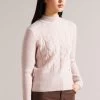 Ted Baker Pink Veolaa Mohair Cable Knit Sweater 2 Ted Baker Pink Veolaa Mohair Cable Knit Sweater -Ted Baker Shop D40107s