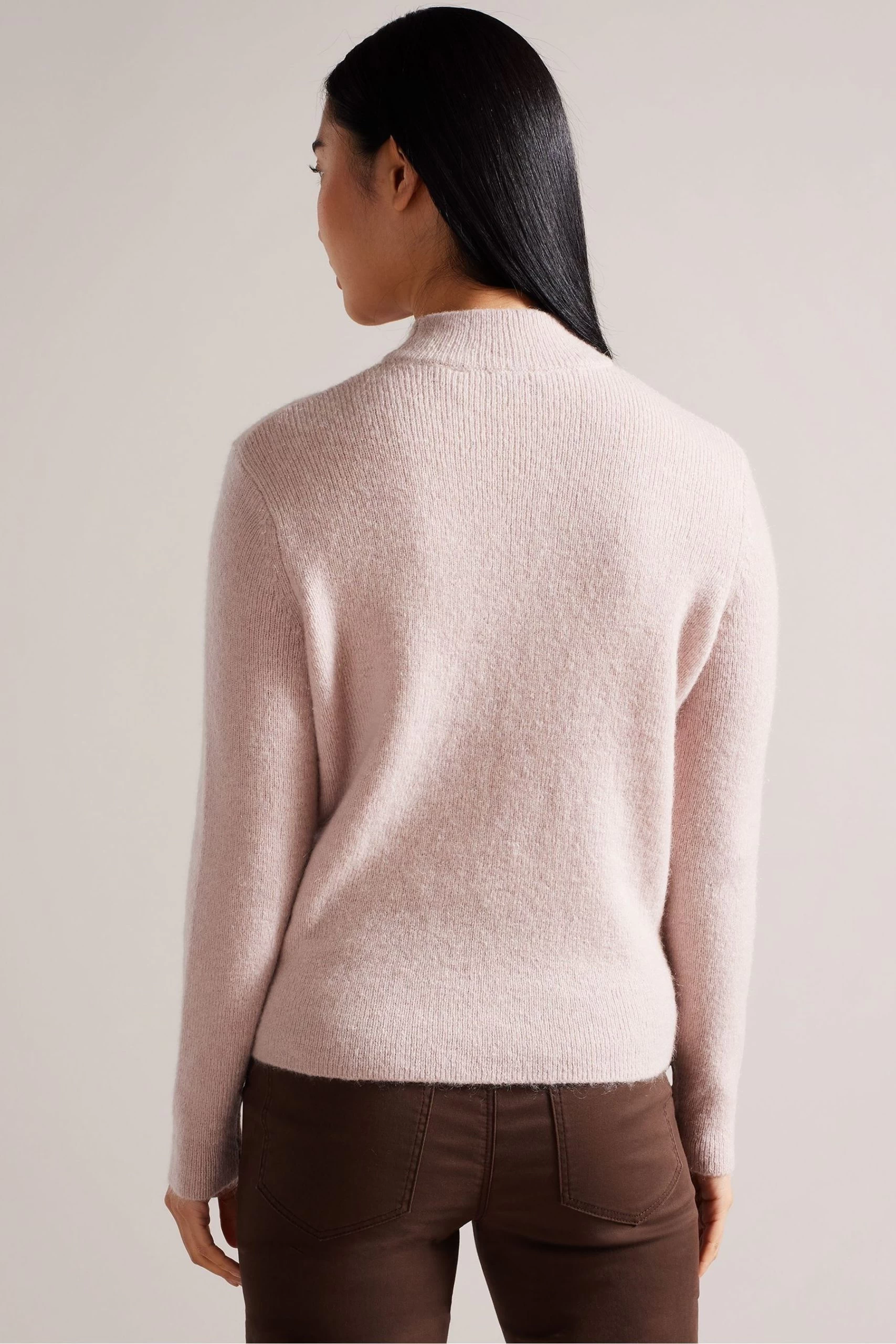 Ted Baker Pink Veolaa Mohair Cable Knit Sweater 4 Ted Baker Pink Veolaa Mohair Cable Knit Sweater - Image 2