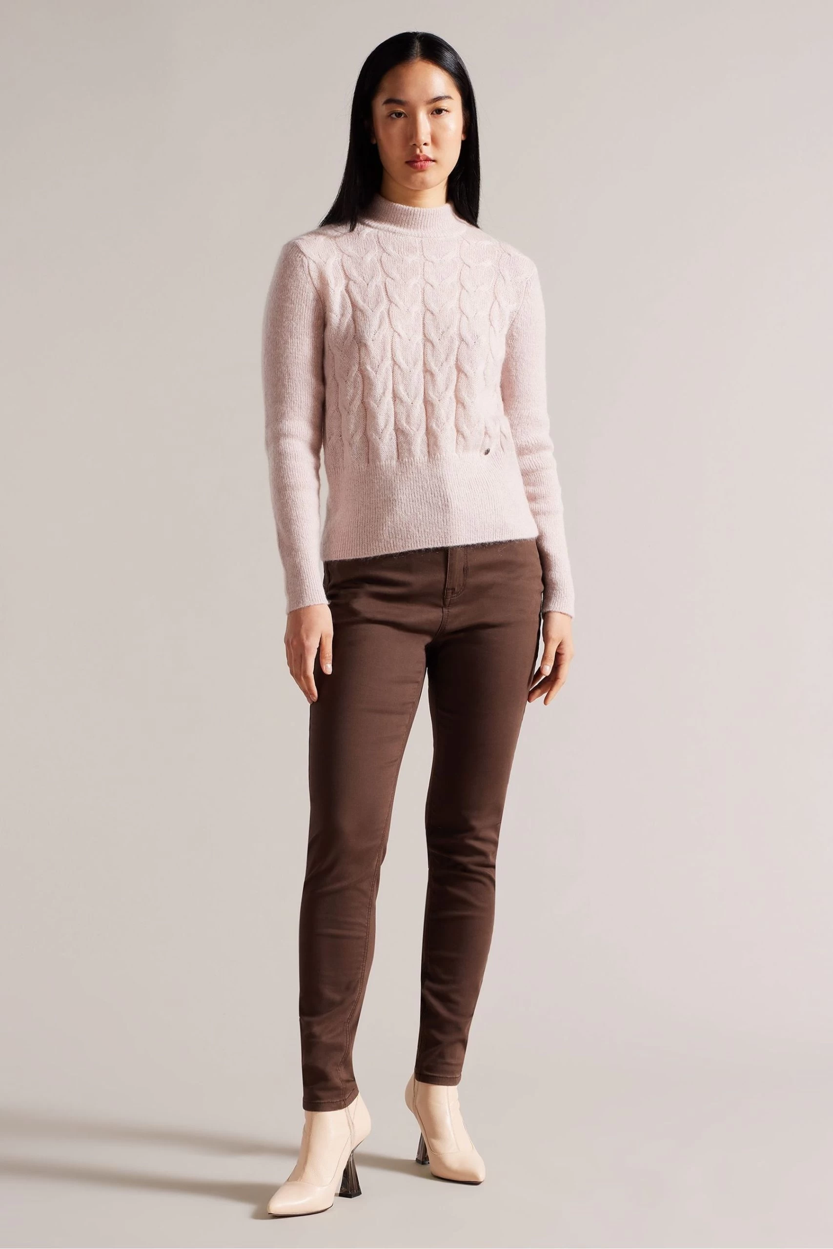 Ted Baker Pink Veolaa Mohair Cable Knit Sweater 5 Ted Baker Pink Veolaa Mohair Cable Knit Sweater - Image 3