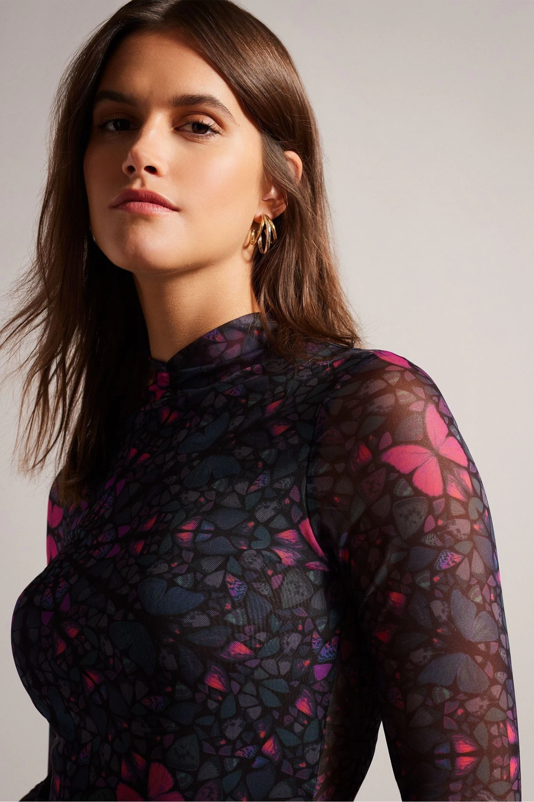 Ted Baker Kamill Black Mesh Fitted Top With High Neck 6 Ted Baker Kamill Black Mesh Fitted Top With High Neck - Image 4