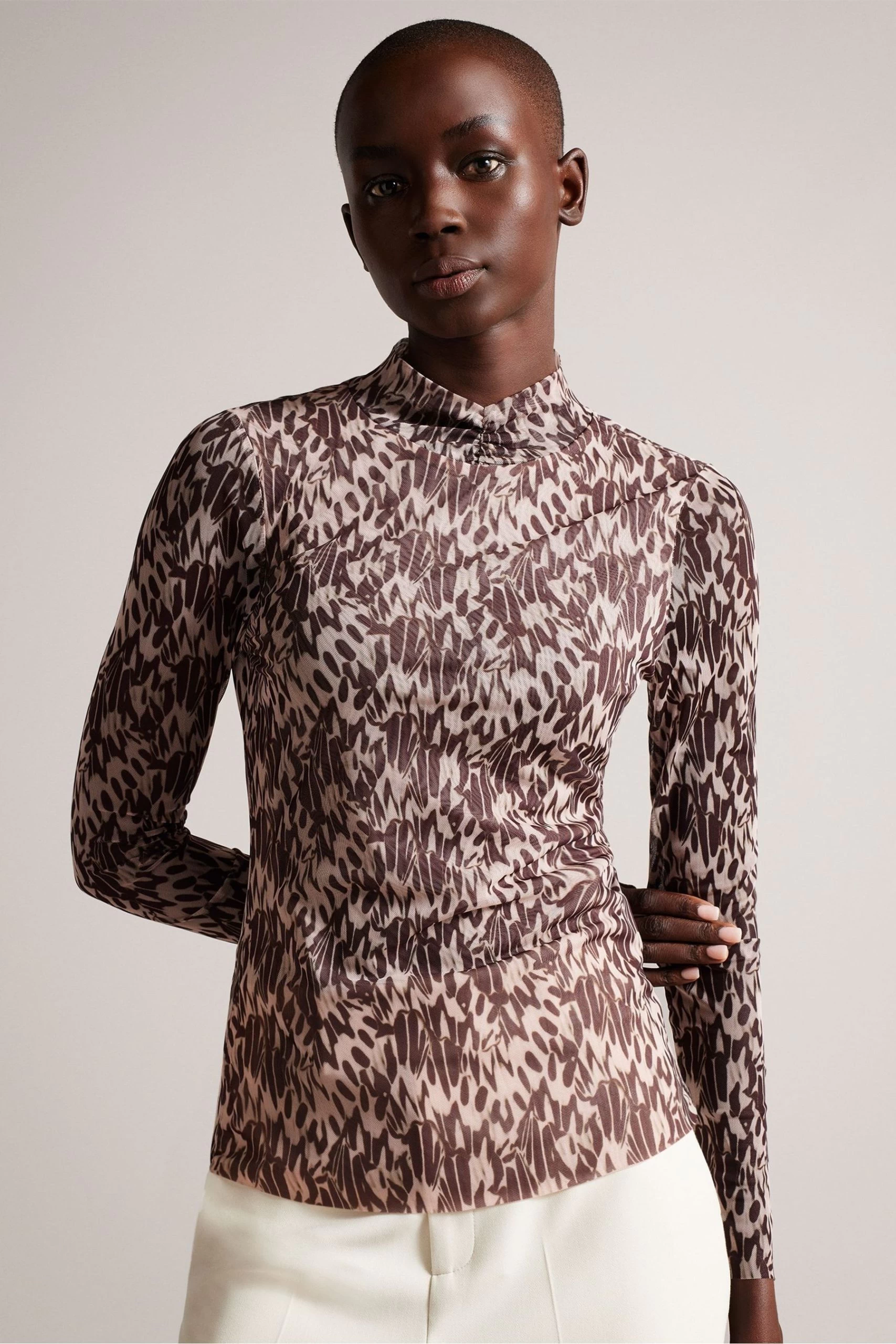 Ted Baker Nude-Pink Jumila Fitted High Neck Top 3 Ted Baker Nude-Pink Jumila Fitted High Neck Top