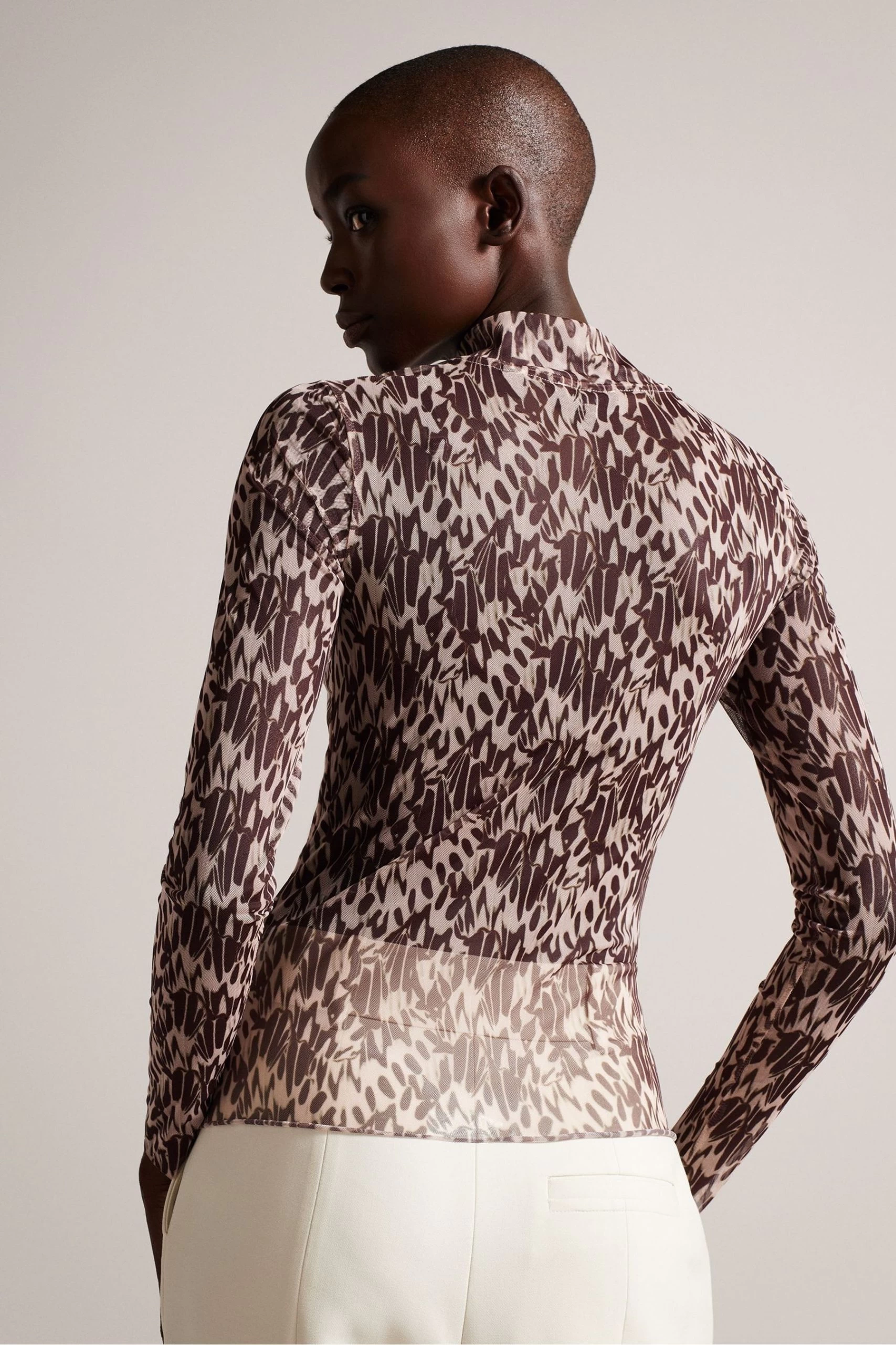 Ted Baker Nude-Pink Jumila Fitted High Neck Top 4 Ted Baker Nude-Pink Jumila Fitted High Neck Top - Image 2