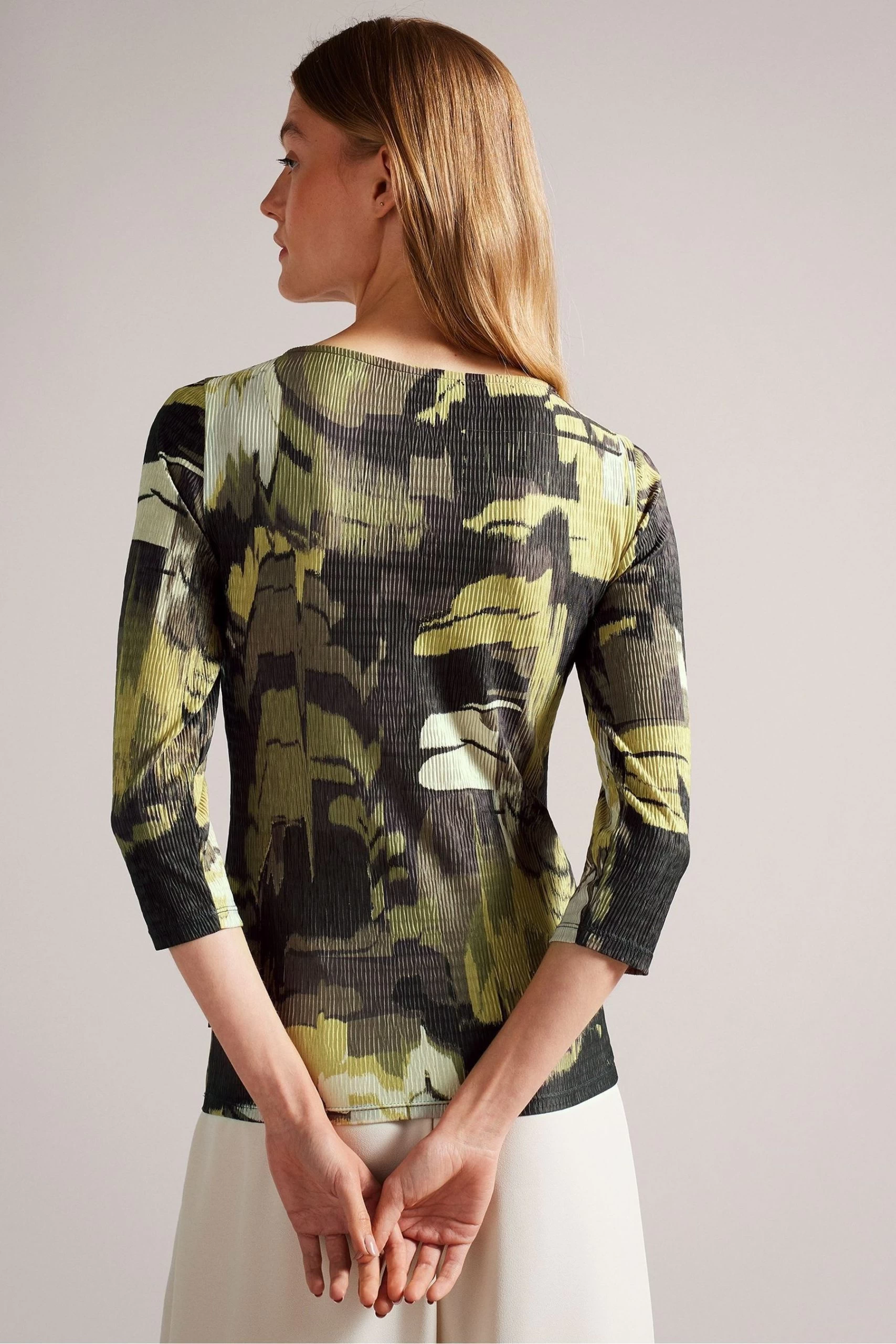 Ted Baker Light Green Jolien Scoop Neck Fitted T-Shirt 4 Ted Baker Light Green Jolien Scoop Neck Fitted T-Shirt - Image 2