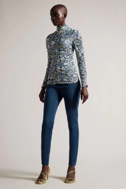 Ted Baker Mid-Blue Gianie Skinny Long Sleeved Top With Gathering 9 Ted Baker Mid-Blue Gianie Skinny Long Sleeved Top With Gathering -Ted Baker Shop D40113s3