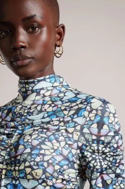 Ted Baker Mid-Blue Gianie Skinny Long Sleeved Top With Gathering 10 Ted Baker Mid-Blue Gianie Skinny Long Sleeved Top With Gathering -Ted Baker Shop D40113s4