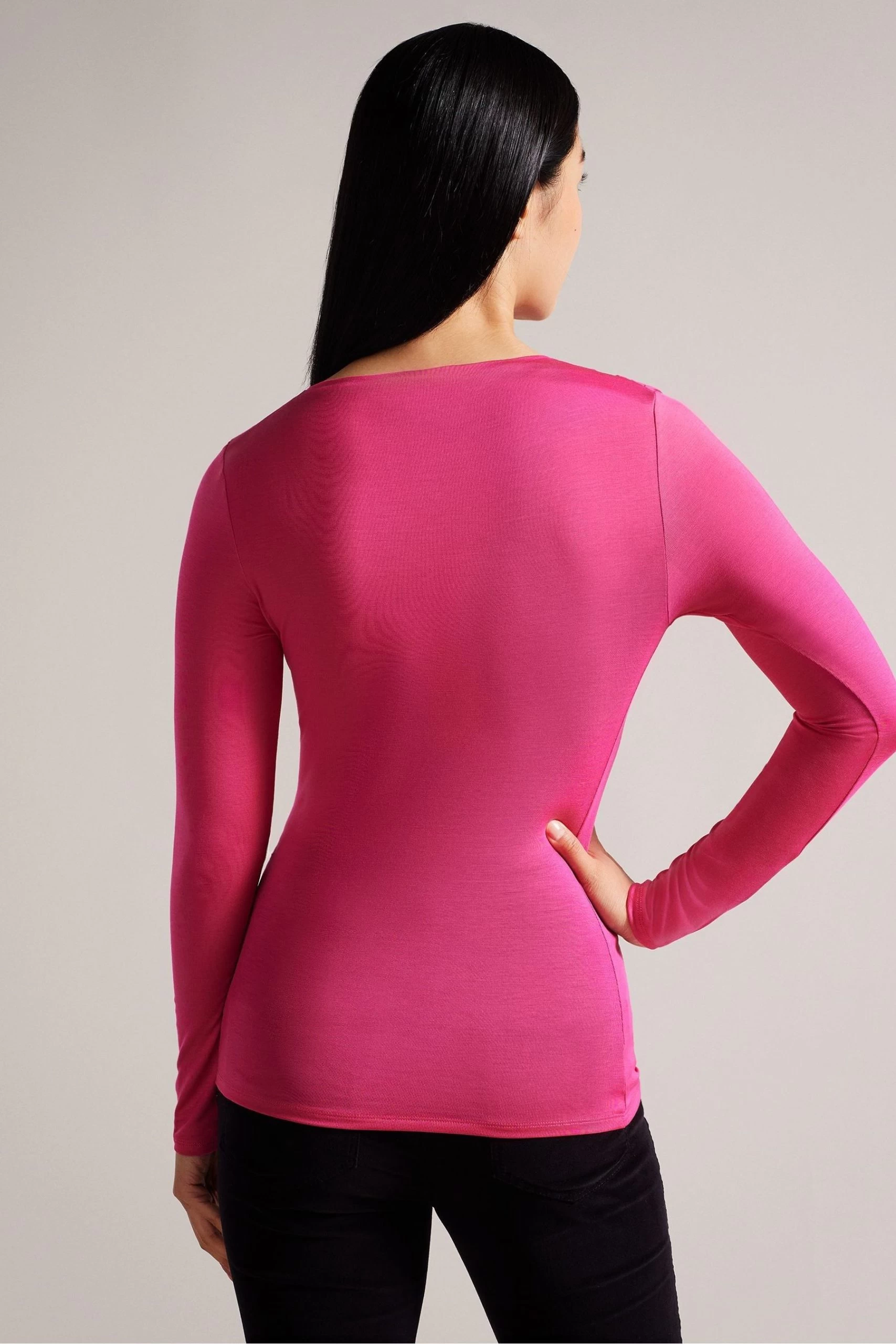 Ted Baker Red Eloria Twist Neck Fitted Top 5 Ted Baker Red Eloria Twist Neck Fitted Top - Image 3