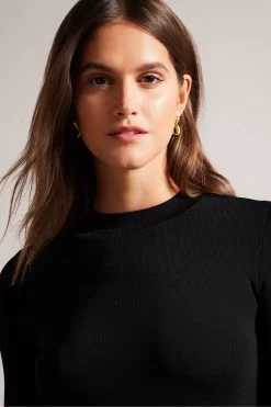 Ted Baker Serepha Black Fitted Knit Bodice Dress With Ruffle Skirt 10 Ted Baker Serepha Black Fitted Knit Bodice Dress With Ruffle Skirt -Ted Baker Shop D40116s4