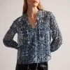 Ted Baker Blue Florrei Swing Blouse With Ruffle Detail And Neck Tie 2 Ted Baker Blue Florrei Swing Blouse With Ruffle Detail And Neck Tie -Ted Baker Shop D40117s