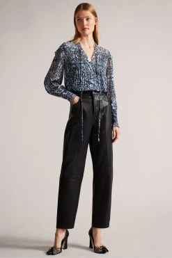 Ted Baker Blue Florrei Swing Blouse With Ruffle Detail And Neck Tie 9 Ted Baker Blue Florrei Swing Blouse With Ruffle Detail And Neck Tie -Ted Baker Shop D40117s3