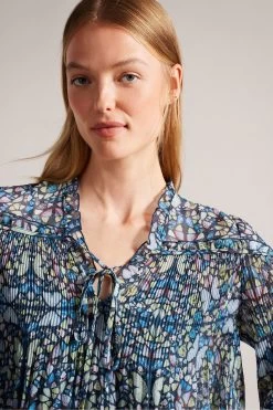 Ted Baker Blue Florrei Swing Blouse With Ruffle Detail And Neck Tie 10 Ted Baker Blue Florrei Swing Blouse With Ruffle Detail And Neck Tie -Ted Baker Shop D40117s4