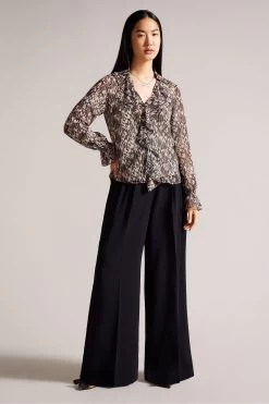 Ted Baker Nude-Pink Bertei Ruffle Blouse With Metal Ball Trim 8 Ted Baker Nude-Pink Bertei Ruffle Blouse With Metal Ball Trim -Ted Baker Shop D40119s2