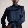Ted Baker Blue Joanha High Neck Long Sleeve Blouse With Cut-Out 2 Ted Baker Blue Joanha High Neck Long Sleeve Blouse With Cut-Out -Ted Baker Shop D40120s