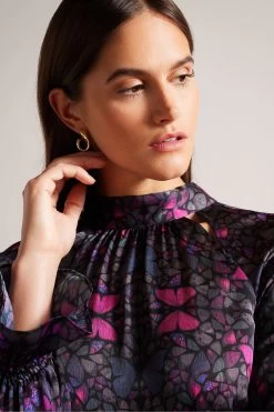 Ted Baker Heiydii High Neck Long Sleeve Black Blouse With Cut Out 8 Ted Baker Heiydii High Neck Long Sleeve Black Blouse With Cut Out -Ted Baker Shop D40121s3