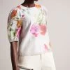 Ted Baker Ayymee White Boxy Cropped Top With Puff Sleeve 2 Ted Baker Ayymee White Boxy Cropped Top With Puff Sleeve -Ted Baker Shop D40122s