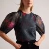 Ted Baker Ayymee Boxy Cropped Black Top With Puff Sleeve 2 Ted Baker Ayymee Boxy Cropped Black Top With Puff Sleeve -Ted Baker Shop D40123s