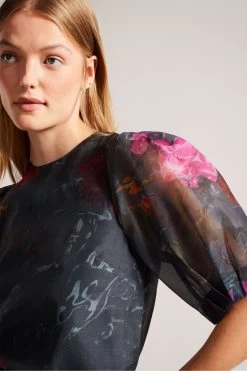 Ted Baker Ayymee Boxy Cropped Black Top With Puff Sleeve 10 Ted Baker Ayymee Boxy Cropped Black Top With Puff Sleeve -Ted Baker Shop D40123s4
