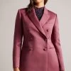 Ted Baker Dp-Purple Seraph Double Breasted Satin Boyfriend Blazer -Ted Baker Shop D40129s